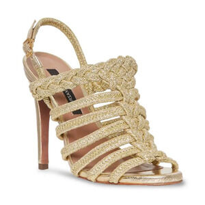 NWT BCBGMaxAzria Ana Braided Gold High Heel Sandals • Size 6.5  🗣